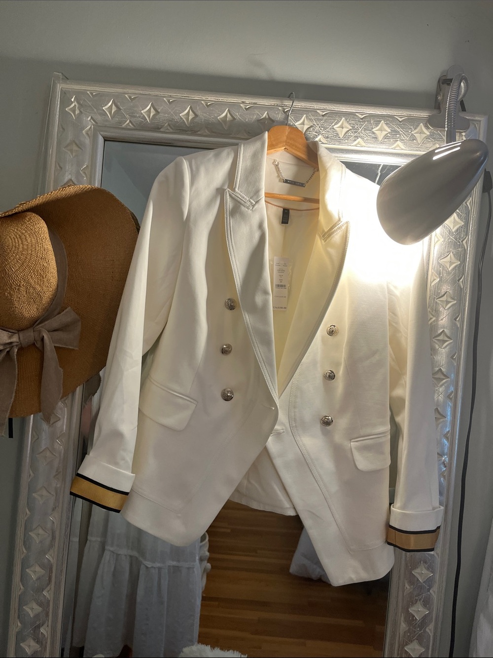 White House Black Market Double-Breasted Cream Blazer